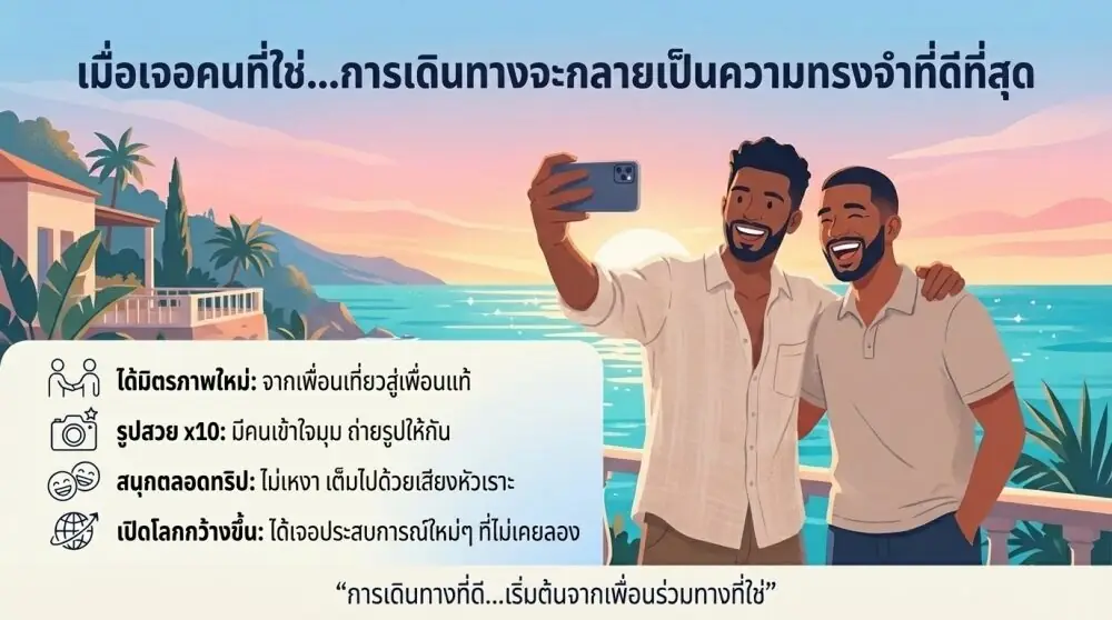 ประโยชน์ของการ หาเพื่อนเกย์เดินทาง ที่เข้ากันได้จริง